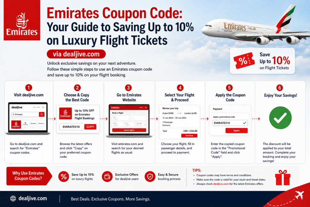 Emirates Coupon Code: Your Guide to Saving Up to 10% on Luxury Flight Ticketsvia dealjive.com