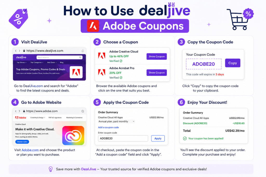 How to Use dealjive Adobe Coupons