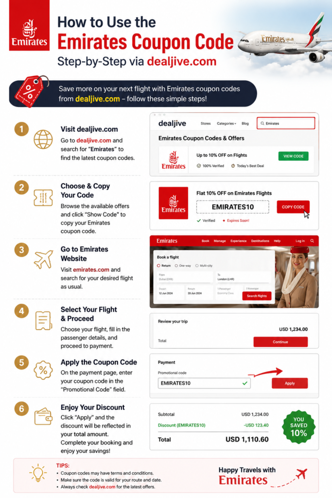 How to Use the Emirates Coupon Code Step-by-Step via dealjive.com